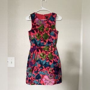 J.Crew Floral Sleeveless Dress Size 0 Pink Multicolor Zip Back